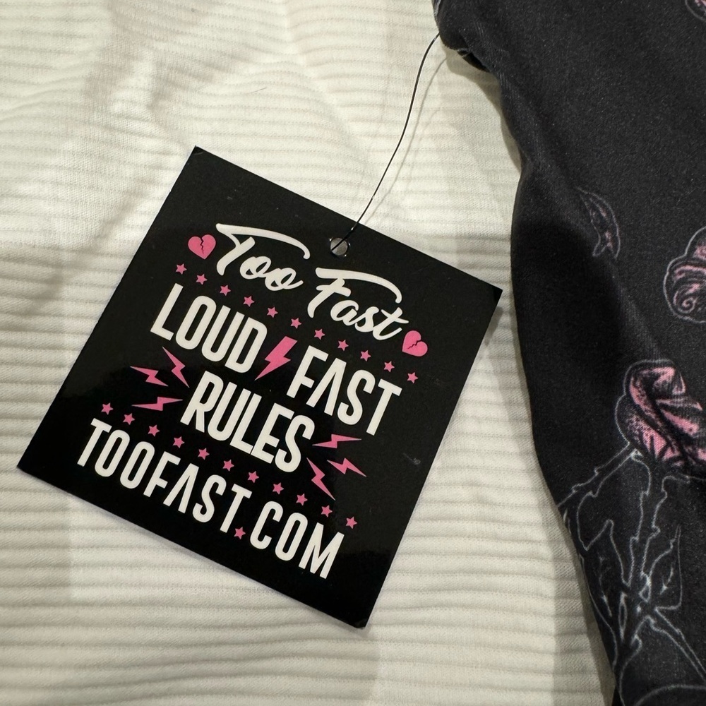 Too Fast Rose & Pentagram Print Black Mini Dress | Goth | NWT - Picture 3 of 4
